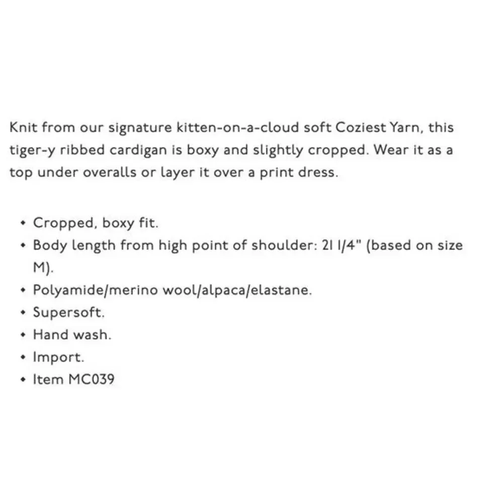 Madewell Tigerized Cameron Ribbed Cardigan Sweater in‎ Coziest Yarn